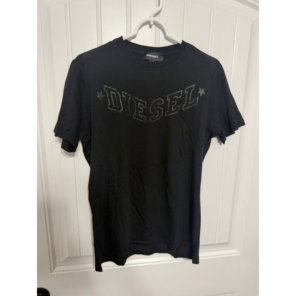 Diesel T-Shirt Mens Medium Black Graphic Logo Stars Short Sleeve EUC